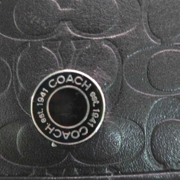 Coach 1941 Vintage Rare Black Embossed Logo Snap Clutch Wallet Like New - Picture 5 of 5